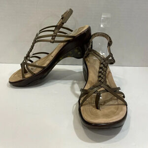 Jambu bronze thong wedge heel sandals shoes size 7 M